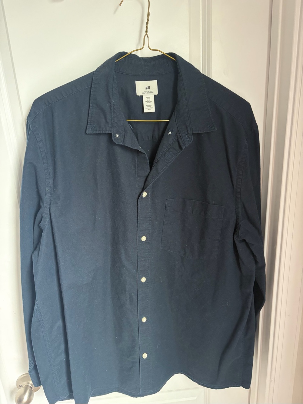 H&M Men’s Dark Blue Long-Sleeve Button Shirt